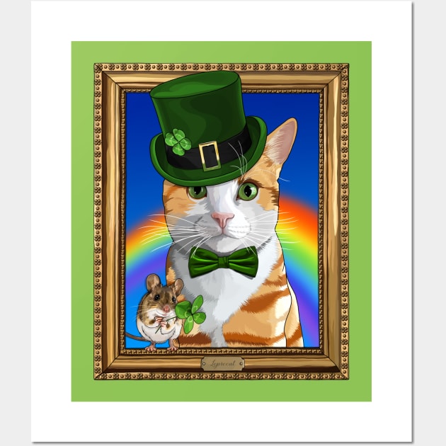 St Patricks Day Leprechaun Cat and Mouse Wall Art by CarleahUnique